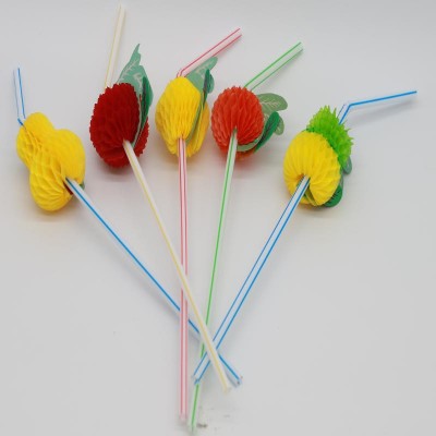 3D fruit honeycomb plastic straw drinking straw for party